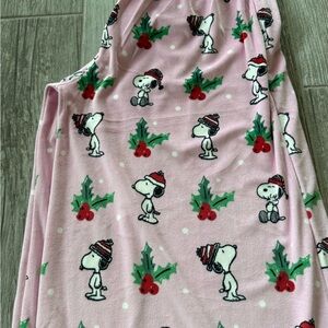 Peanuts Santa snoopy pink mistletoe wide leg pajama lounge pants (size Large)